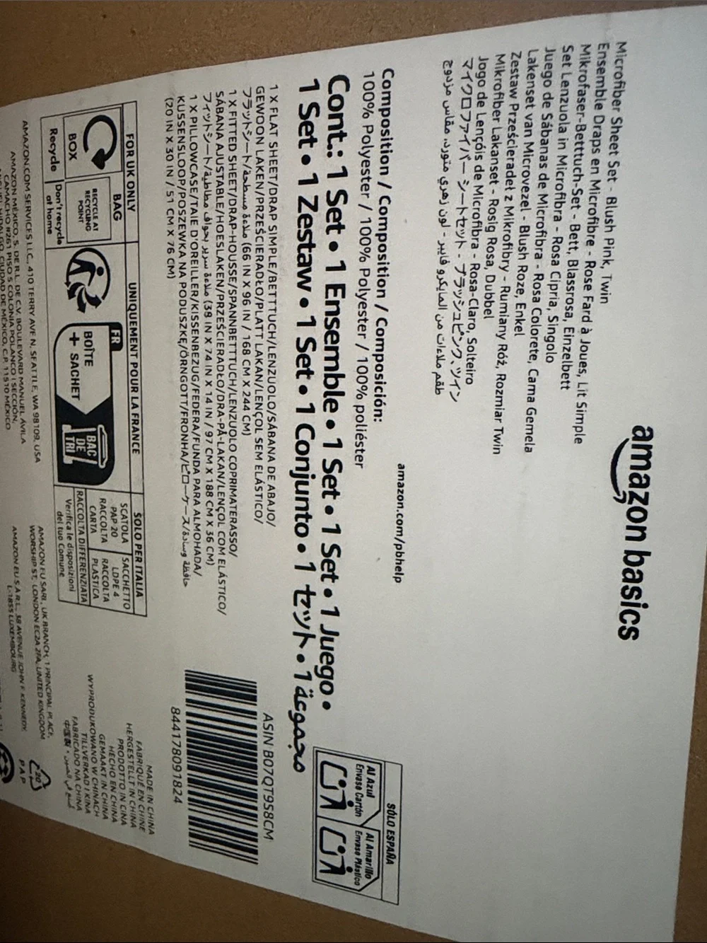 Amazon Basics Blush Pink Microfiber Sheet Set - Twin （New）